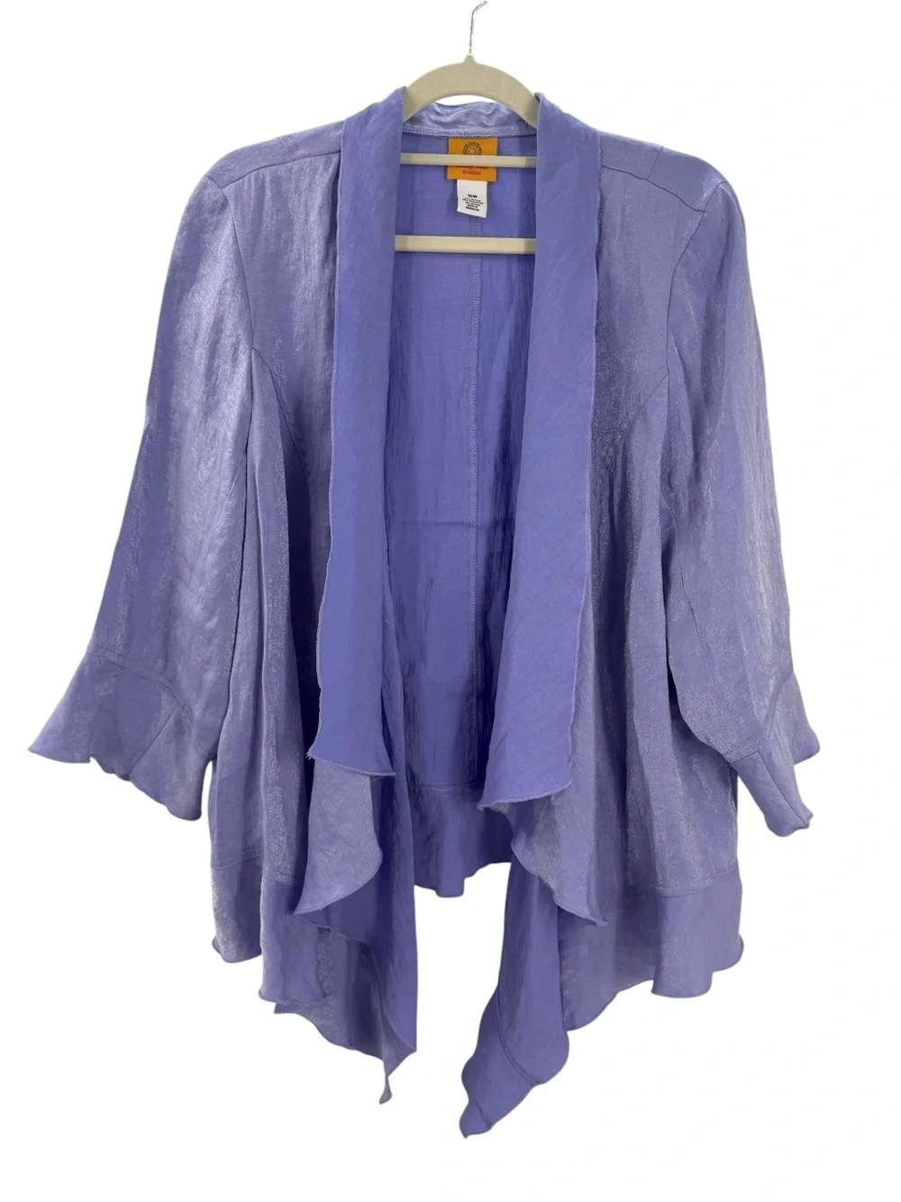 Ruby Rd Purple Shimmer Open Front Draped Cardigan Jacket 16W Plus